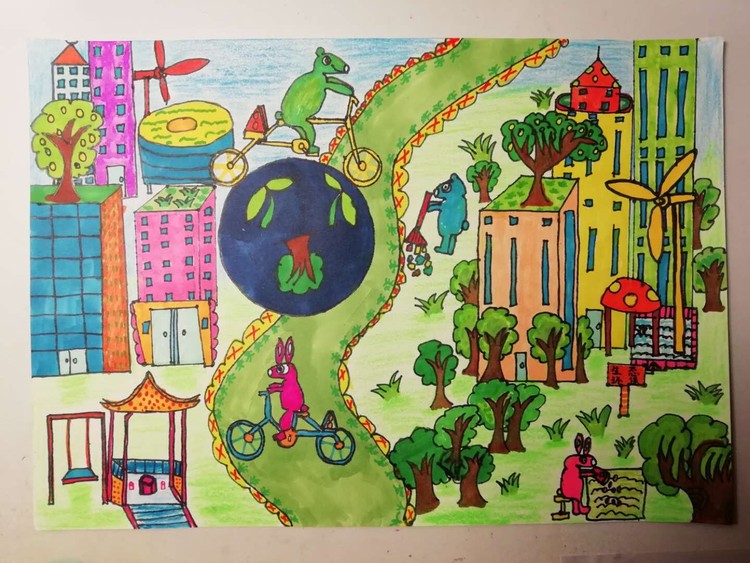 沈阳小学生手绘绿色“环保梦”
