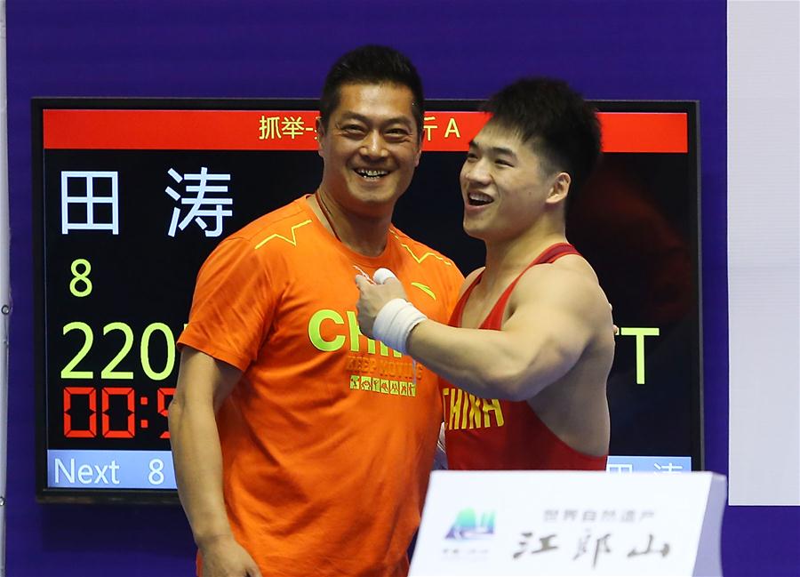 全国男子举重锦标赛:田涛85公斤级挺举、总成绩超世界纪录 全国男子举重锦标赛:田涛85公斤级挺举、总成绩超世界纪录