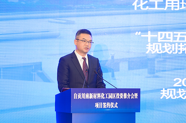 委书记刘军作沿滩区投资环境及川南新材料产业基地推介(摄影-廖志全)