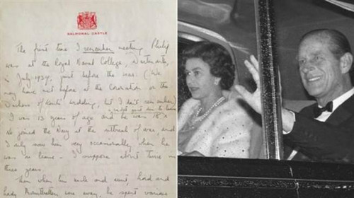 英女王昔日親筆信憶述愛情邂逅 以1.44萬英鎊拍出