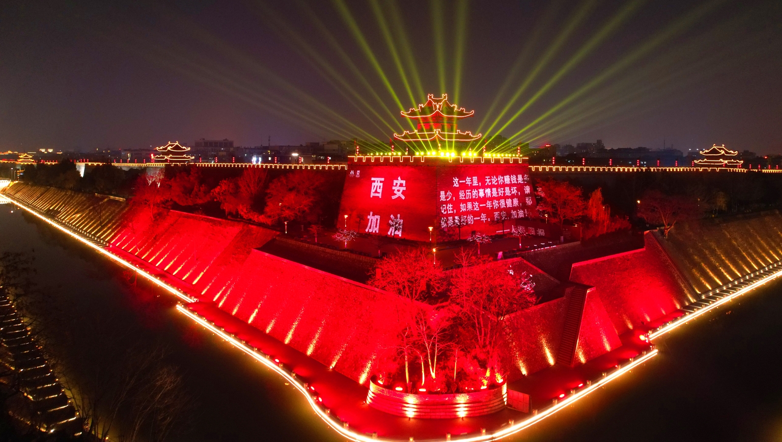 （转载）西安城墙景区光影鼓舞战疫士气