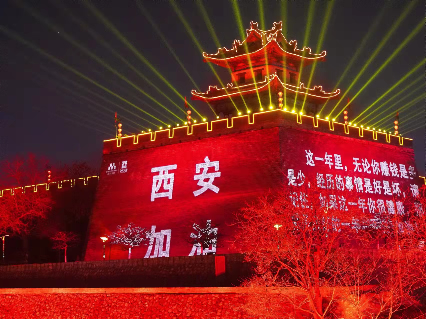 （转载）西安城墙景区光影鼓舞战疫士气