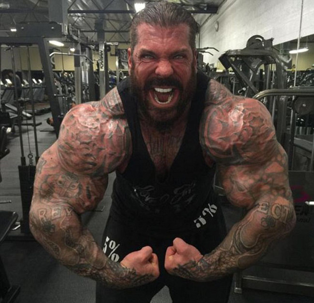 美国壮男健身成瘾似"石头人" 服用类固醇27年(组图)