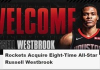 官方：火箭雷霆正式完成交易 哈登威少重聚航天城