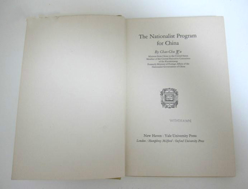 1930年伍朝枢著作——英文版《民族主义在中国的进程》