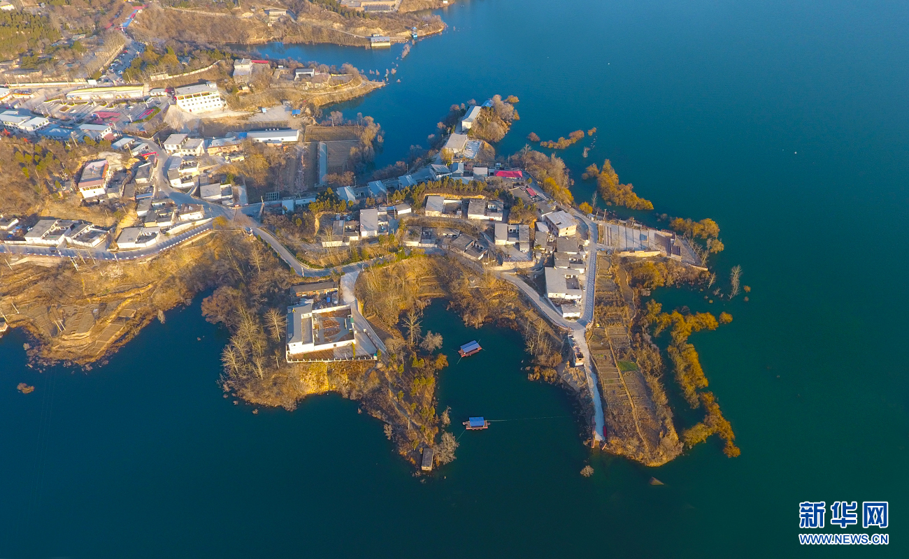 航拍西柏坡村 依托红色旅游建设美丽乡村