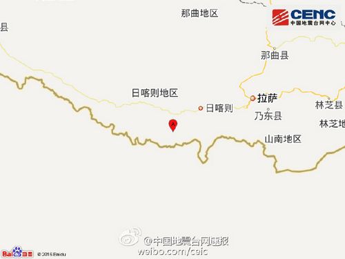 西藏日喀则市定结县附近发生5.0级左右地震