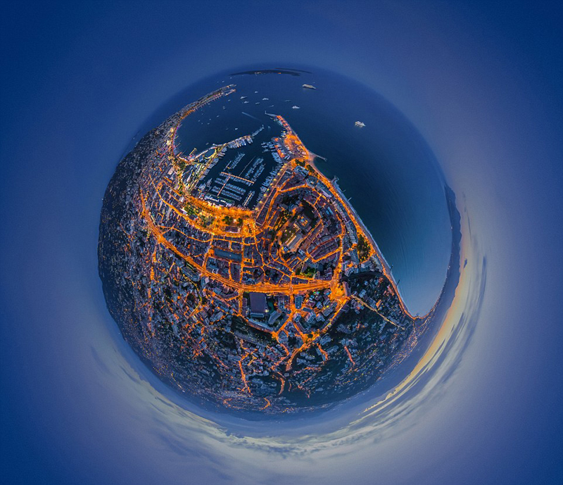 世界多地拍摄了一系列大都市夜间全景照片,360度的航拍景象令网友直呼
