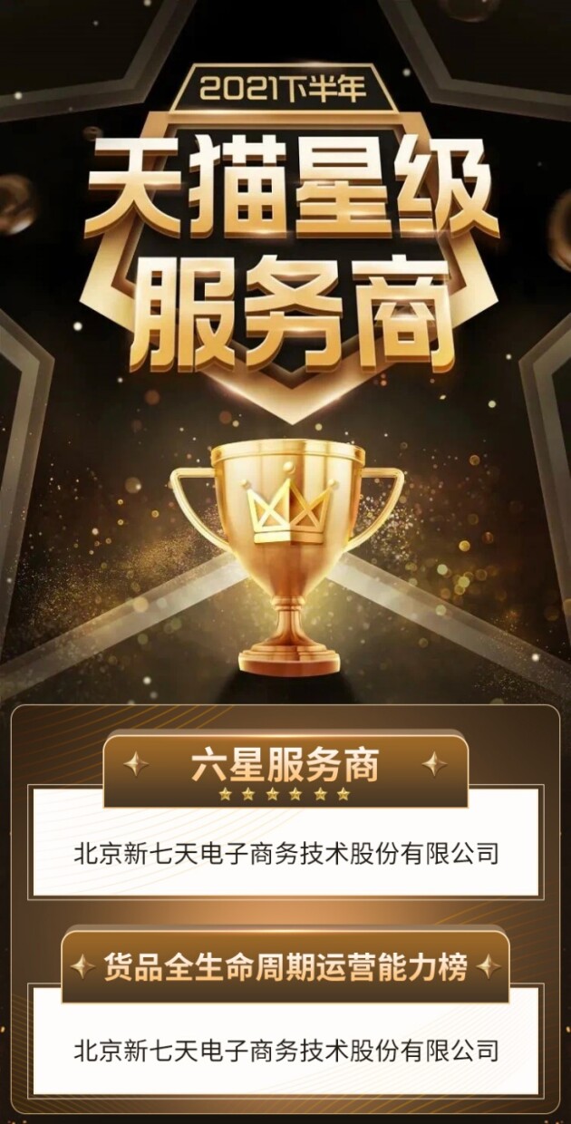 新七天电商 天猫六星级服务商！