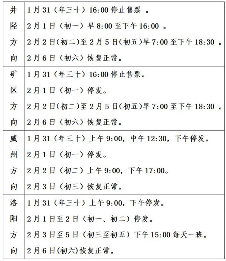 石家庄公路枢纽五大客运站发布2022年春节期间运力安排