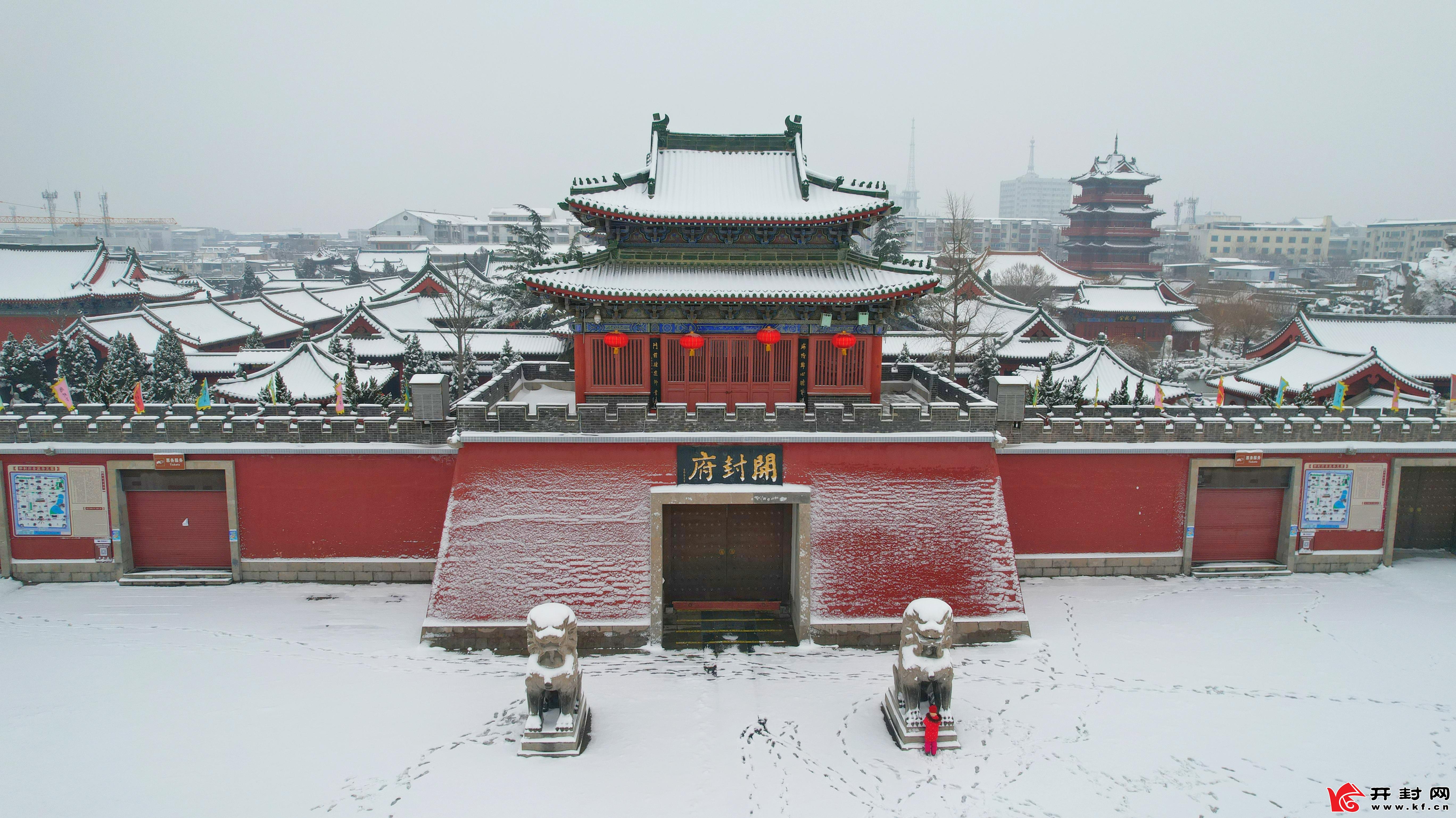 航拍開封雪後美景