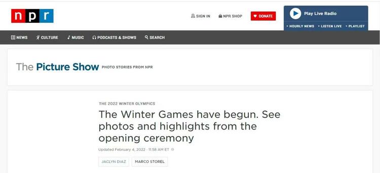 海外媒體盛讚北京冬奧會開幕式：絢麗奪目！_fororder_圖片2
