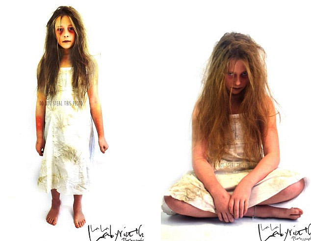 摄影师将小孩扮成僵尸娃娃鬼魅笑容吓坏人组图