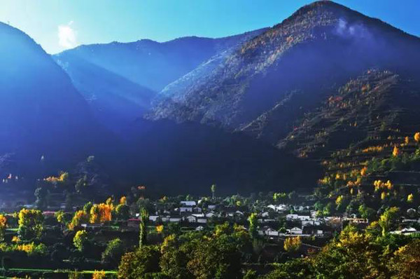 官鹅沟雄伟,在海拔1760米--4150米之间,群山错落,绿水环绕,古树差天,气象万千,秀丽处山体你拉我牵,婀娜多姿;