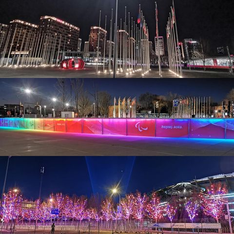 瑞士代表团晒抵京画面:冬残奥村灯火通明 志愿者持雪容融欢迎牌