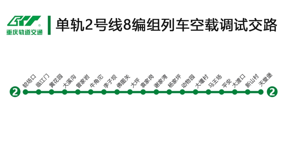 提高线路运能 重庆单轨2号线8编组列车进行空载调试