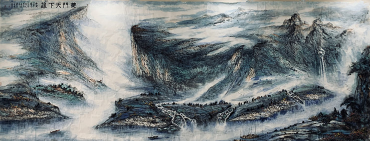 【原创】巨幅山水画《夔门天下雄》在渝创作完成_fororder_图片6