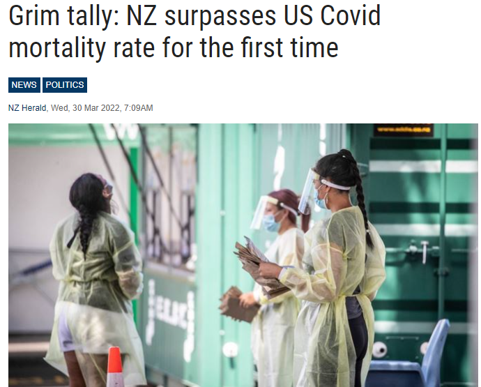新西兰新冠每日死亡率首超美国 专家：整个国家在走下坡路