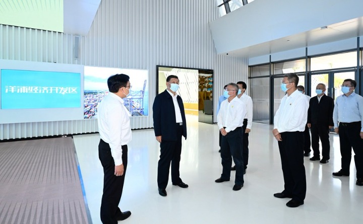 Xi Jinping, Yangpu Ekonomik Kalkınma Bölgesinde incelemelerde bulundu_fororder_xi0413c
