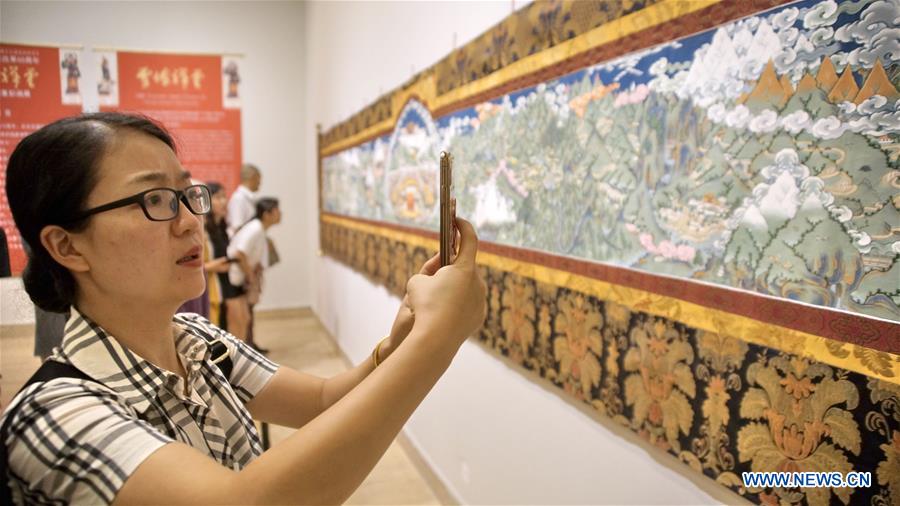 Artwork themed with Tibetan traditional features displayed in Beijing