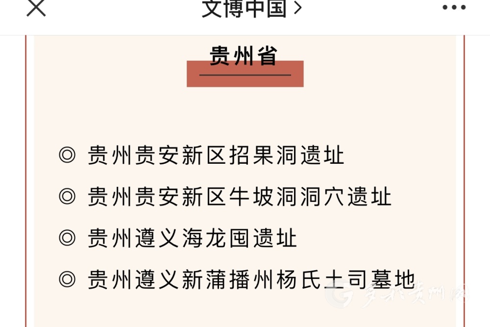 （中首）贵州：四项目入选“新时代百项考古新发现”