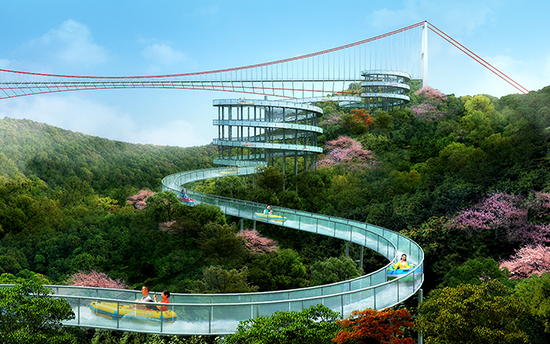 （有修改）B【吉08】 長春蓮花山將建長528米、落差80余米玻璃懸索橋