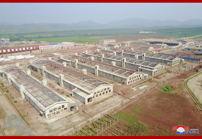 金正恩视察朝鲜光川养鸡厂建设工地