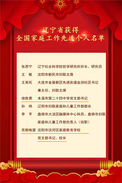 遼寧教育系統6家庭1集體2個人獲全國婦聯表彰_fororder_640 (2)