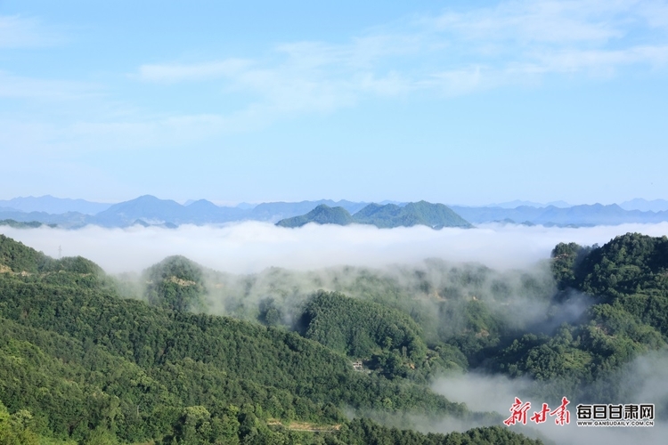 【焦點圖】群山逶迤雲海蒼茫 航拍隴南康縣毛埡雲海如仙境_fororder_5