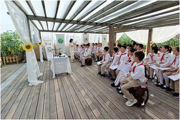 【原创】重庆两江新区星湖学校将课堂搬到教学楼顶葵花海