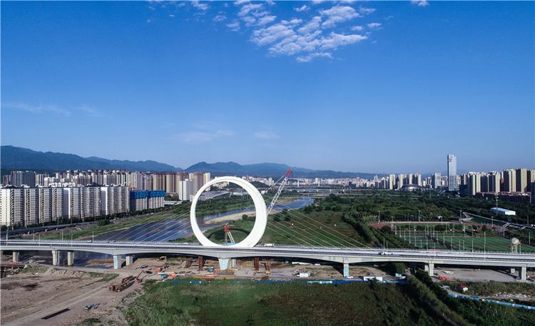 日月星环巨龙卧 渭河之上一桥通——宝鸡市团结渭河大桥项目实现全线通车_fororder_DJI_0008