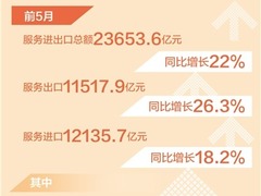 前5月 我國服務進出口總額同比增長22%
