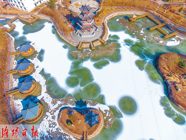 黃河岸邊文化園 一幅冬日水墨畫