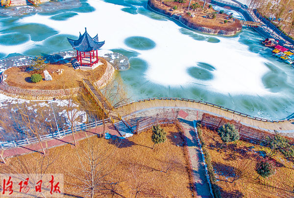 黄河岸边文化园 一幅冬日水墨画