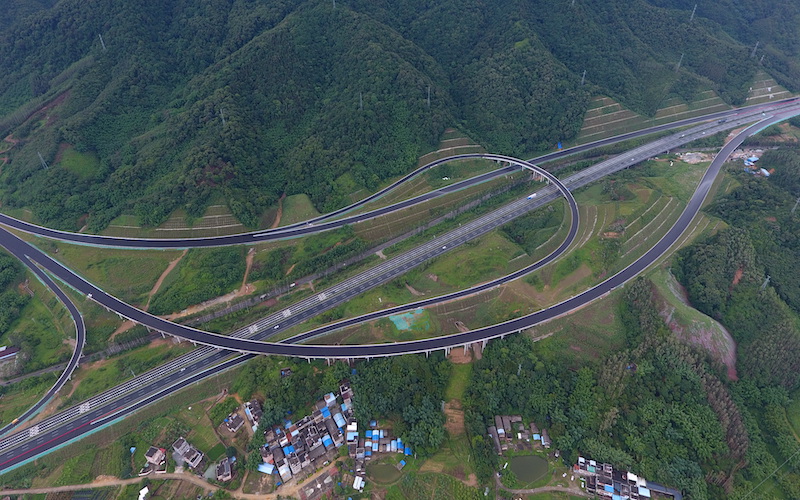 惠清高速有望9月底建成通車_fororder_惠清高速打鼓嶺樞紐俯瞰圖