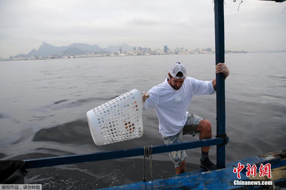 女友参加奥运帆船比赛 男子清理瓜纳巴拉湾垃圾