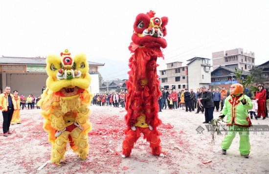 广西三江：舞狮闹春