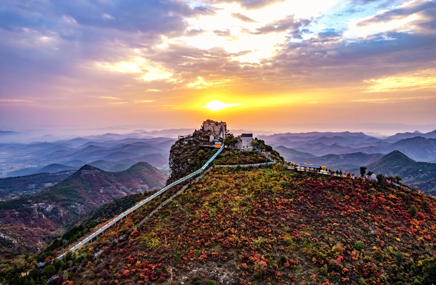 河南安阳：秋染太行 红叶如霞似火