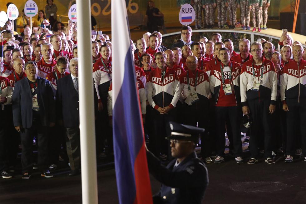 俄羅斯體育代表團舉行升旗儀式
