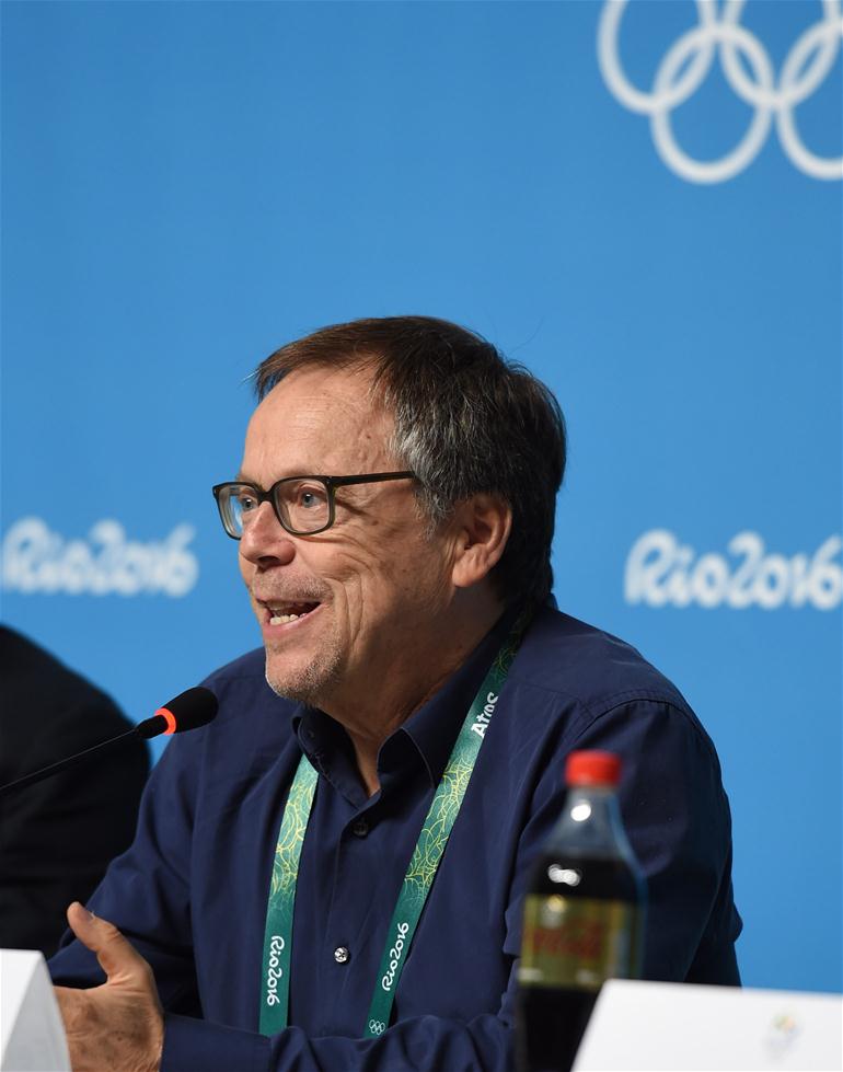8月4日,里约奥运会开闭幕式导演组成员梅雷莱斯在发布会上