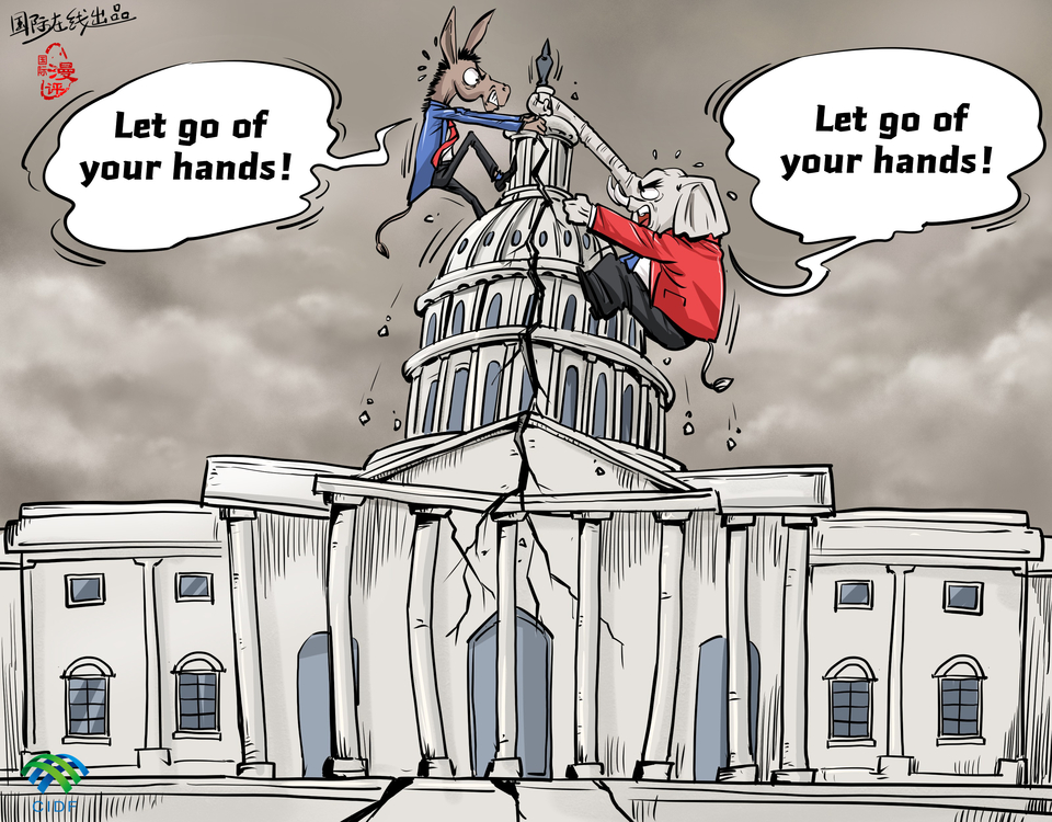 【Editorial Cartoon】The U.S bracing for a split Congress_fororder_英语版