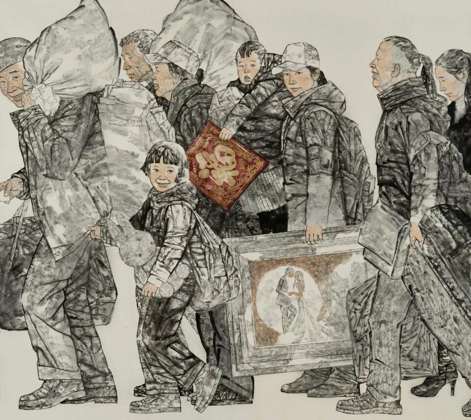 首页>滚动>正文胡涛《小康路上》国画李梦龙《电商惠