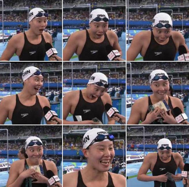 中国游泳选手傅园慧表情包爆红