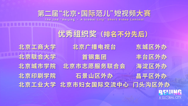 第二届“北京·国际范儿”短视频大赛闭幕_fororder_优秀组织奖