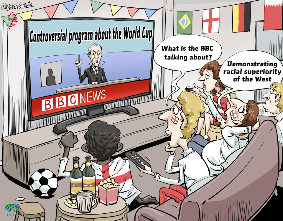 【Editorial Cartoon】Politicizing the soccer games_fororder_英语