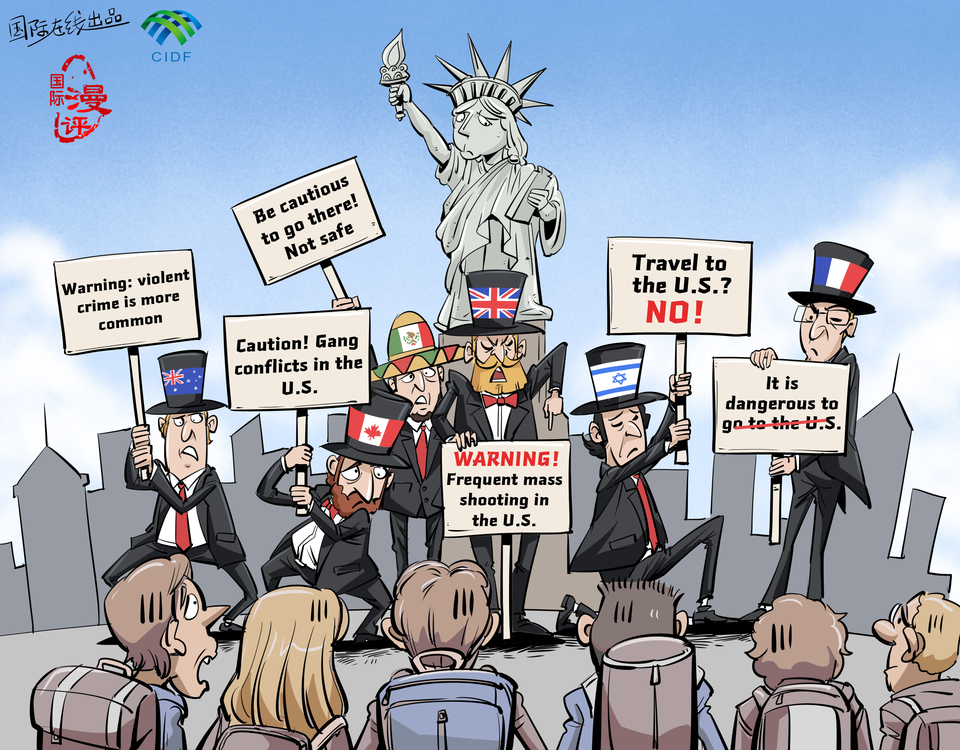 【Editorial Cartoon】Take precautions when visiting the United States!_fororder_英文版
