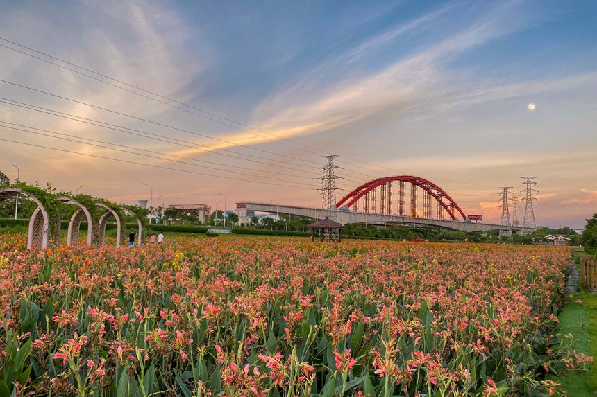 南宁：在那考河畔沐浴霞光