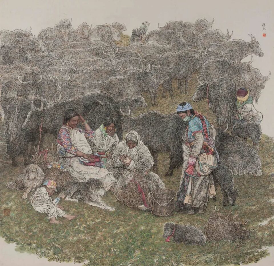 雕塑△邢庆仁《三十里铺》国画△宋亚平《红旗漫卷西风》国画△罗宁