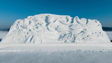 净月雪世界主雪雕《嫦娥探月》揭开神秘面纱