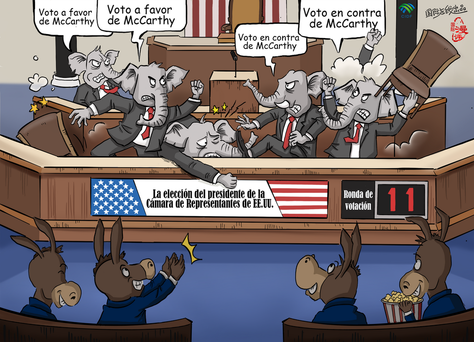 【Caricatura editorial】El "drama" del Partido Republicano en la elección del presidente de la Cámara de Representantes_fororder_西语 众议长